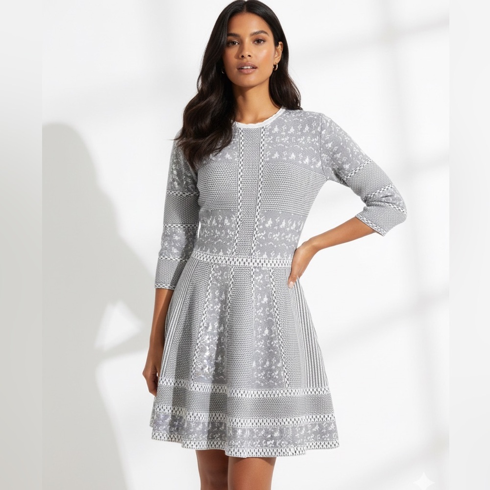 Gianni Bini Fit and Flare Knit Tracy Dress Women’s Size Large